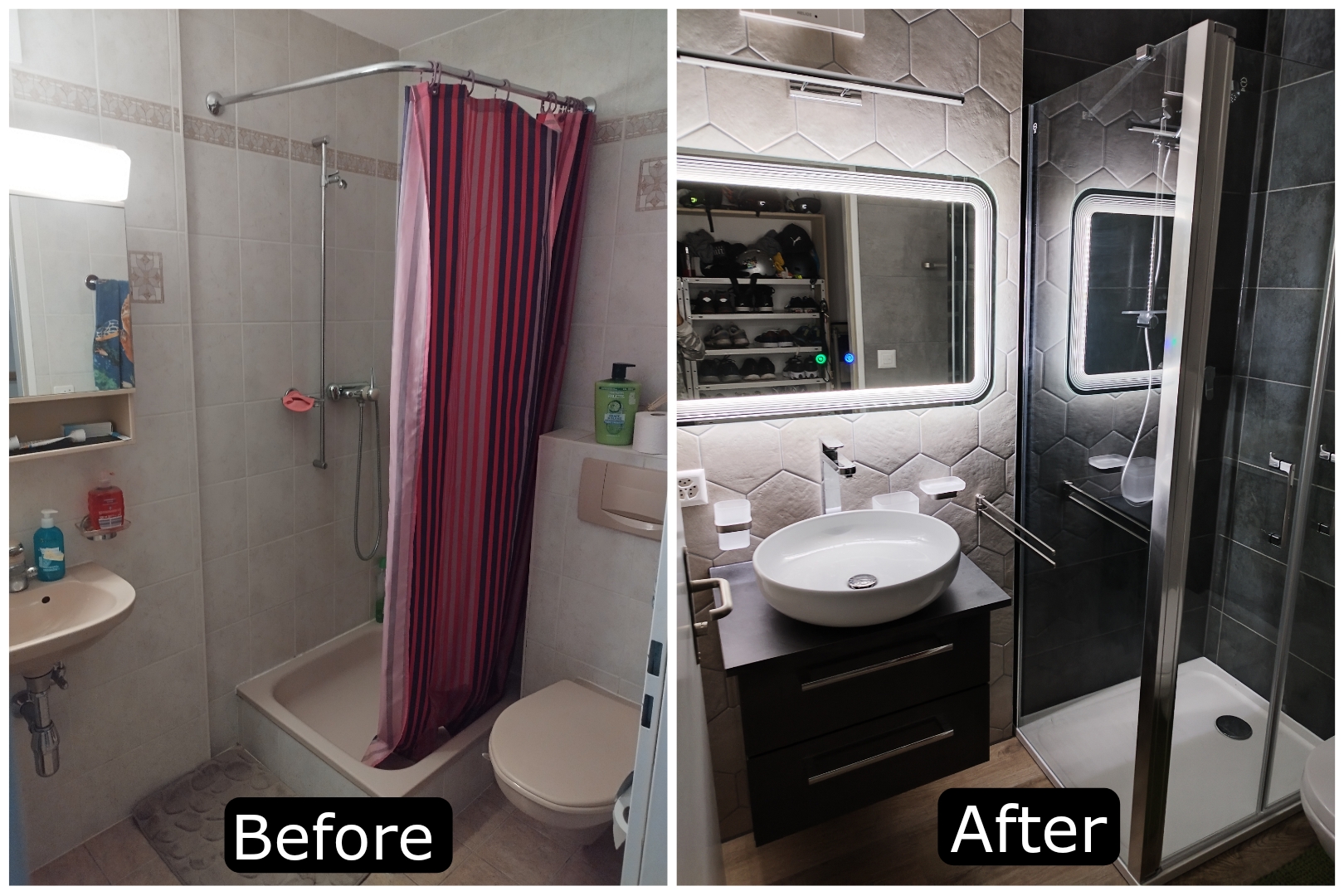 Rénovation complète d’une salle de bain — avant et après